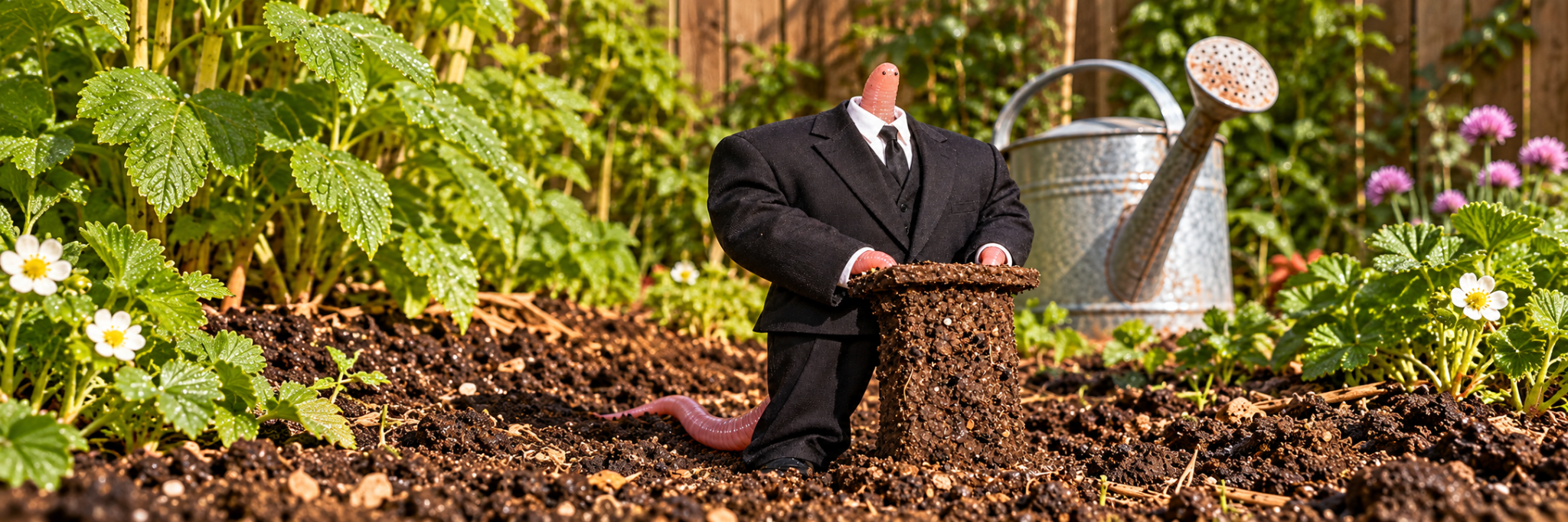 Sir Worm presides over his garden estate